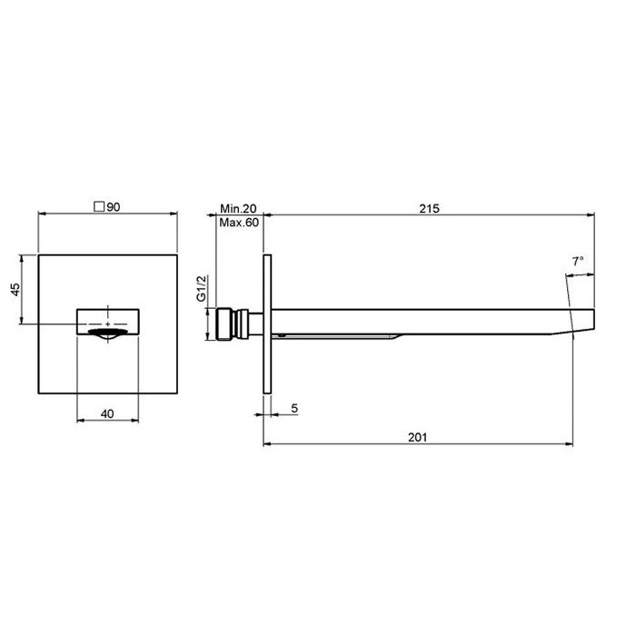 Излив, Fima Carlo Frattini, Shower accessories, монтаж-настенный, вынос излива, мм-201, стандарт подводки-1/2", цвет-белый матовый Излив, Fima Carlo Frattini, Shower accessories, монтаж-настенный, вынос излива, мм-201, стандарт подводки-1/2", цвет-белый матовый