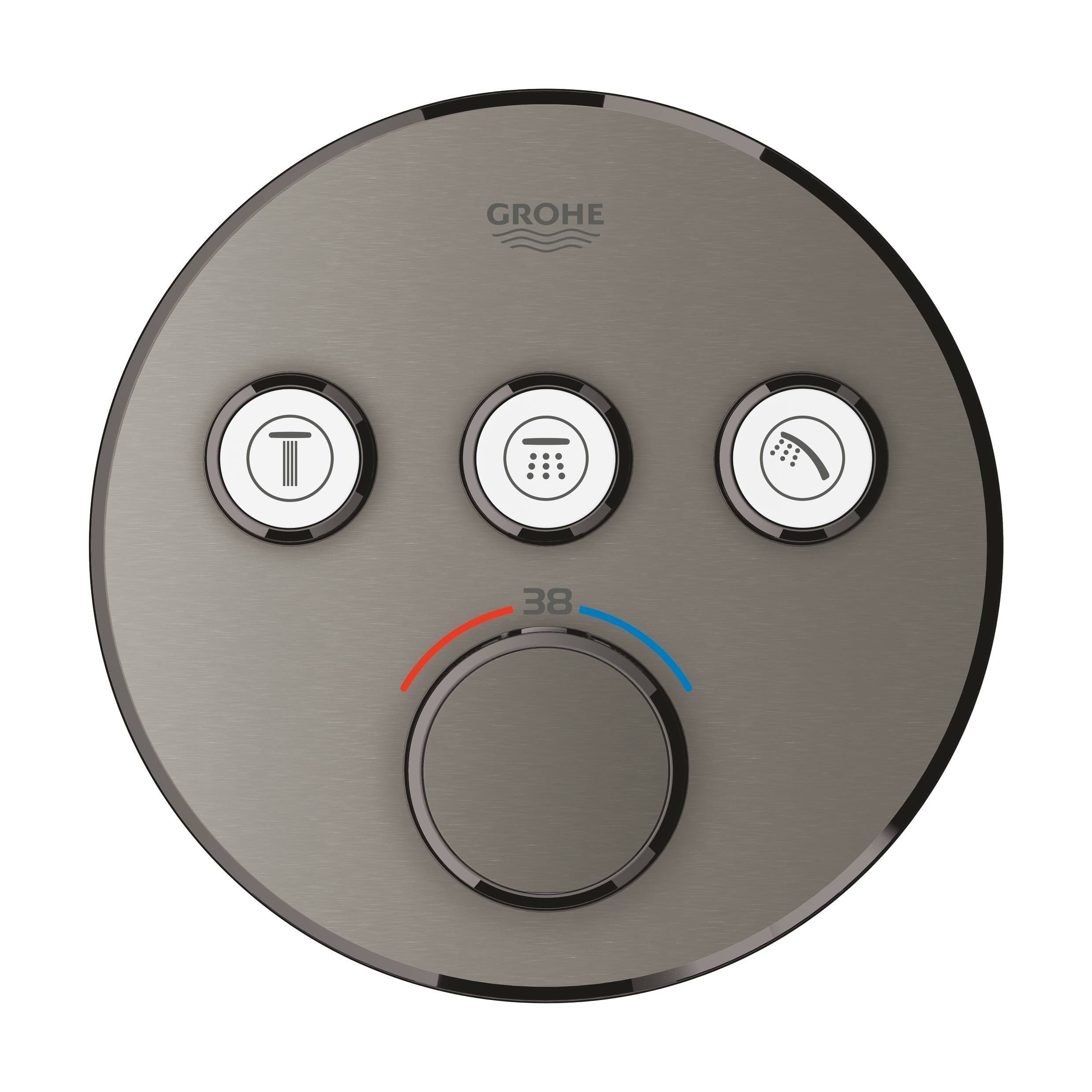 Термостат GROHE Grohtherm SmartControl на 3 выхода, внешняя монтажная часть, темный графит матовый (29121AL0) Термостат GROHE Grohtherm SmartControl на 3 выхода, внешняя монтажная часть, темный графит матовый (29121AL0)