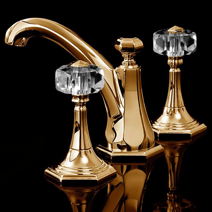 Devon&Devon Excelsior Gemstone Смеситель для раковины на 3 отв., донный клапан. Цвет: золото 24к., артикул EXC-GM100GK