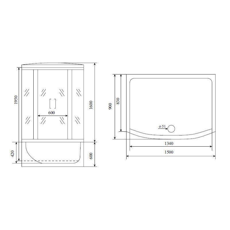 Душевая кабина (душевой бокс) Timo Lux T-7750NEW, 150x88x220, артикул T-7750(NEW)