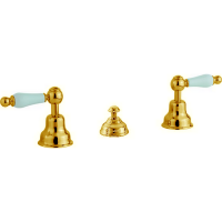 CISAL Arcana Toscana Смеситель для биде на 3 отверстия без излива, с донным клапаном, цвет золото/белый