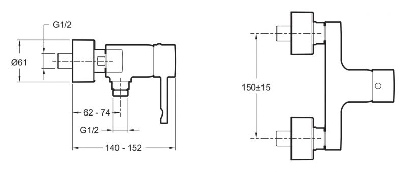 Смеситель для душа  JACOB DELAFON CUFF E45533-CP (хром, L-15,2), шт