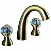 Смеситель для раковины на 3 отверстия FLORA, бронза_Комплект