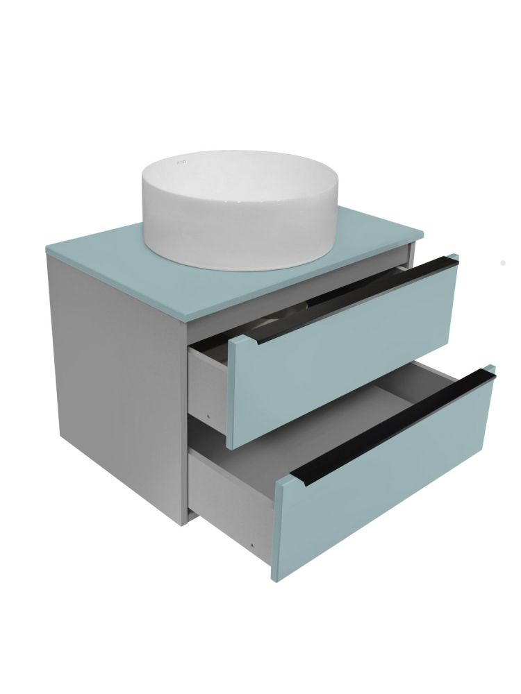Тумба Runo Мальта 70 подвесная серая/бирюзовая под накладной умывальник (00-00004661), артикул 00-00004661