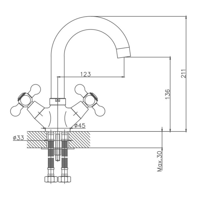 Смеситель для кухни Cron CN1319, хром