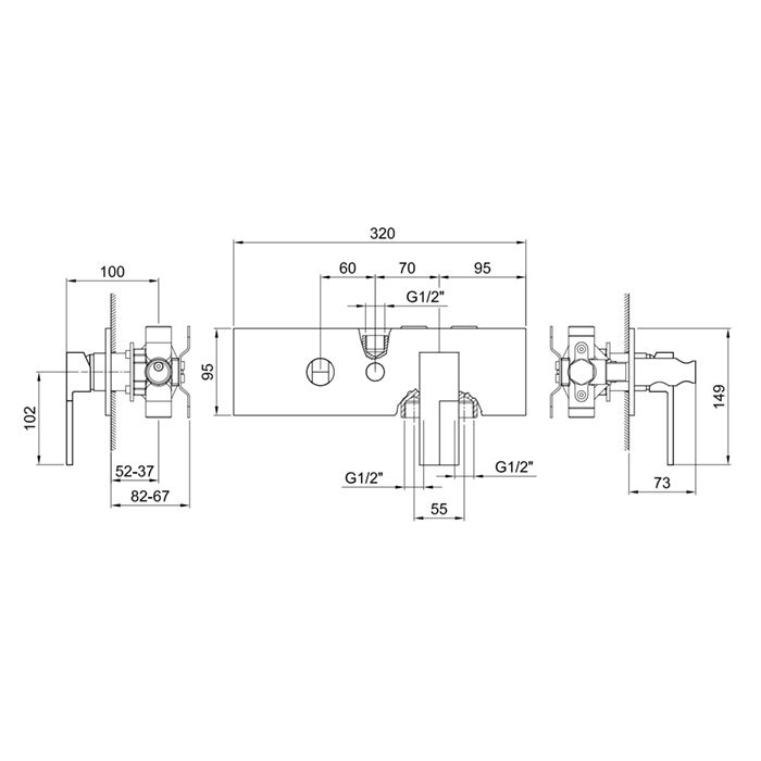 Fantini AR/38 Смеситель для душа, встраиваемый, на 2 источника, (наружняя часть), цвет: хром