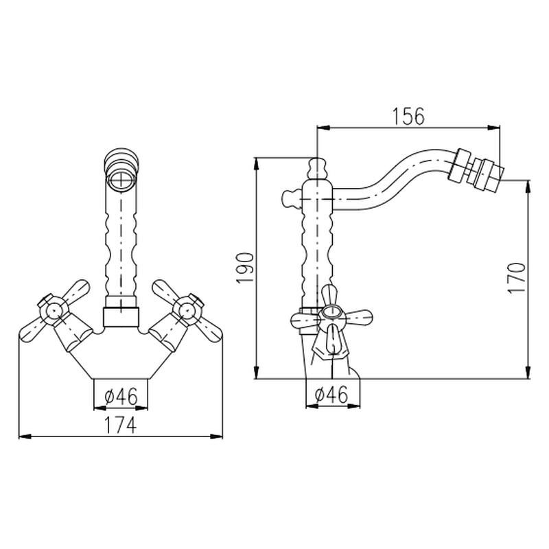 Смеситель для биде Rav Slezak MORAVA MK520.5/9SM, бронза, артикул MK520.5/9SM
