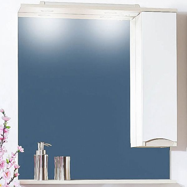 Зеркало со шкафом Бриклаер Токио 70 с подсветкой Фасад белый, корпус венге L