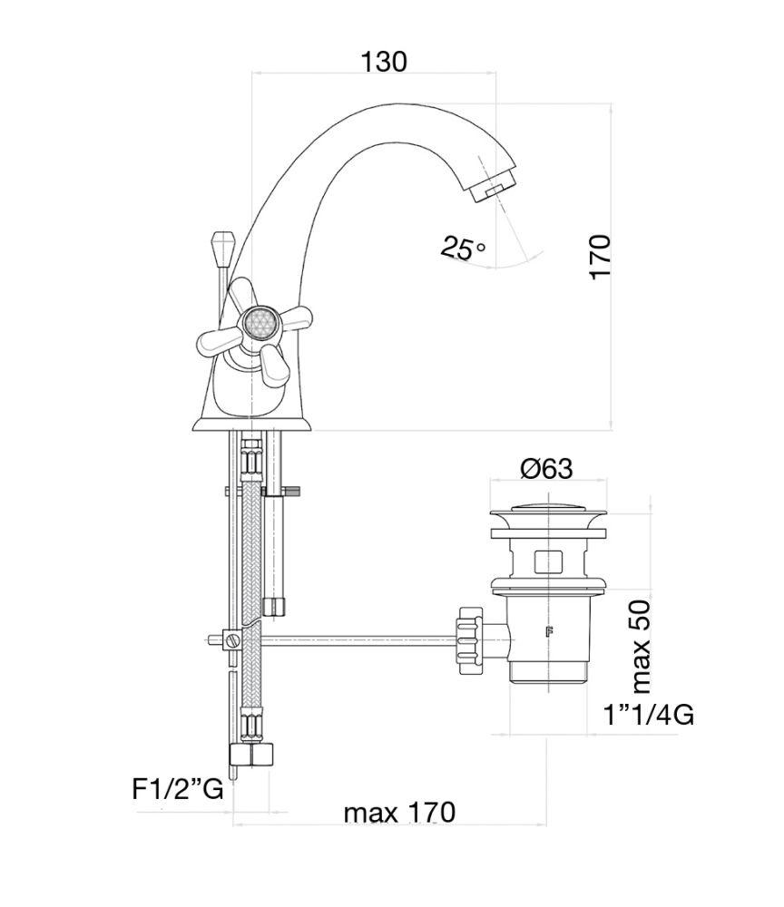 Смеситель для раковины Fiore MARGOT SKY (SWAROVSKI®) 01CO0623, хром/золото, артикул 01CO0623