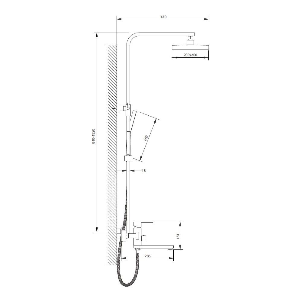 Душевая система BELZ B24817-3, оружейная сталь