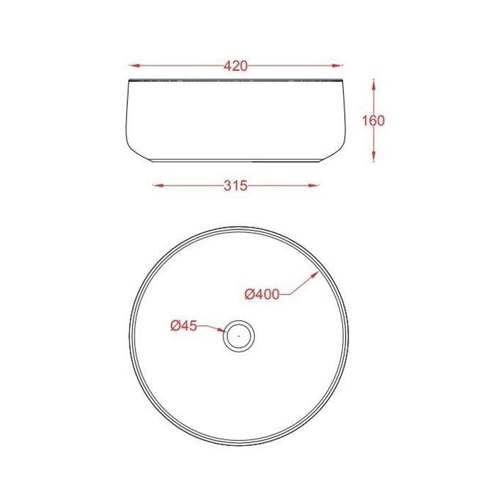 ARTCERAM COGNAC Раковина настольная Ø 42 см, цвет матовый белый, Saniglaze