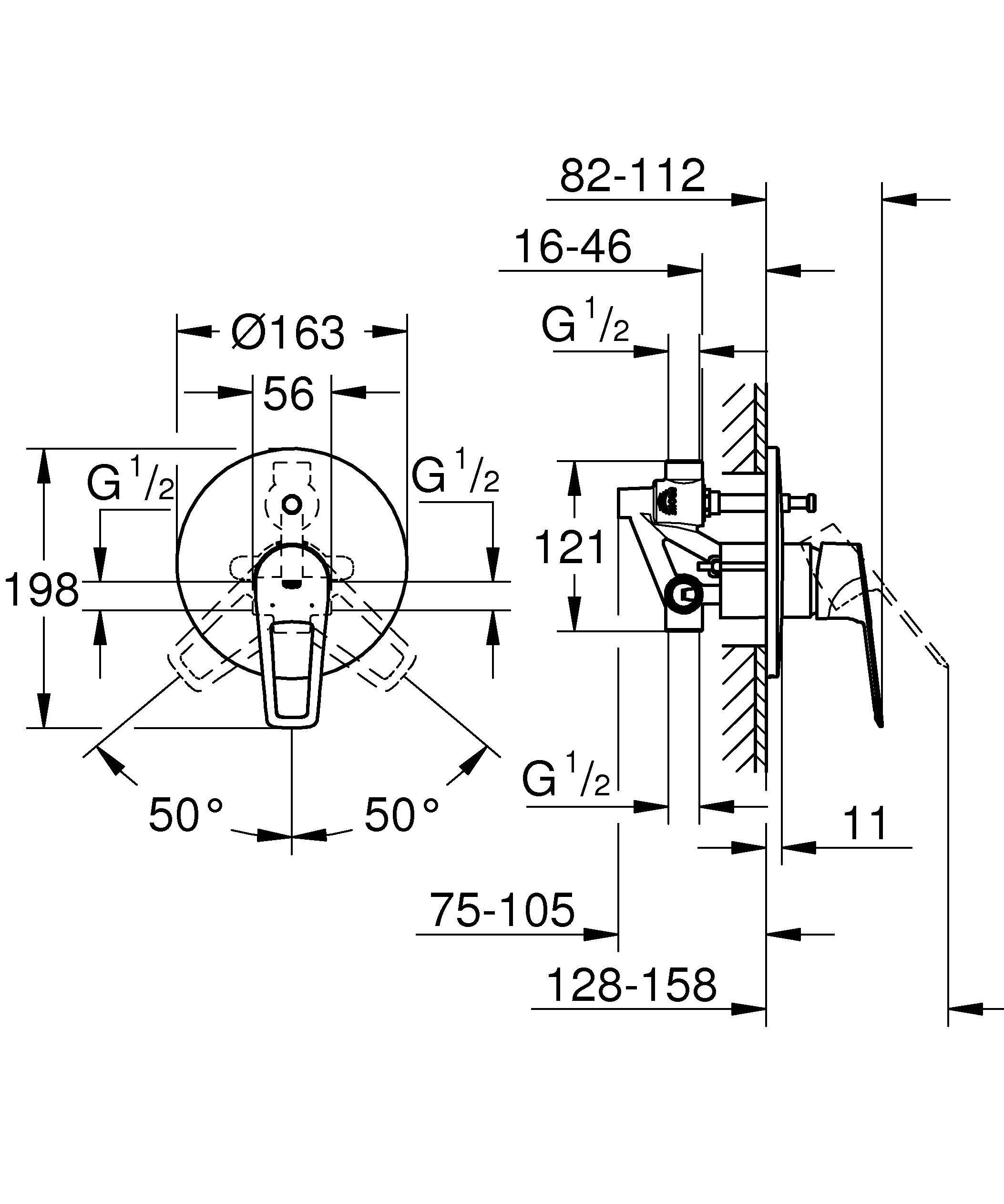 Смеситель для ванны GROHE BauLoop однорычажный, круглая розетка, хром (29081001) Смеситель для ванны GROHE BauLoop однорычажный, круглая розетка, хром (29081001)