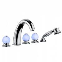 Bongio Rivoli Смеситель для ванны на 5 отв.с ручной лейкой , цвет хром/Royal Blue 08