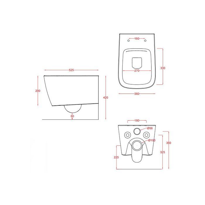 ARTCERAM A16 Унитаз подвесной 520х360 мм., безободковый, в комплекте с крепежом, цвет Brown tortora
