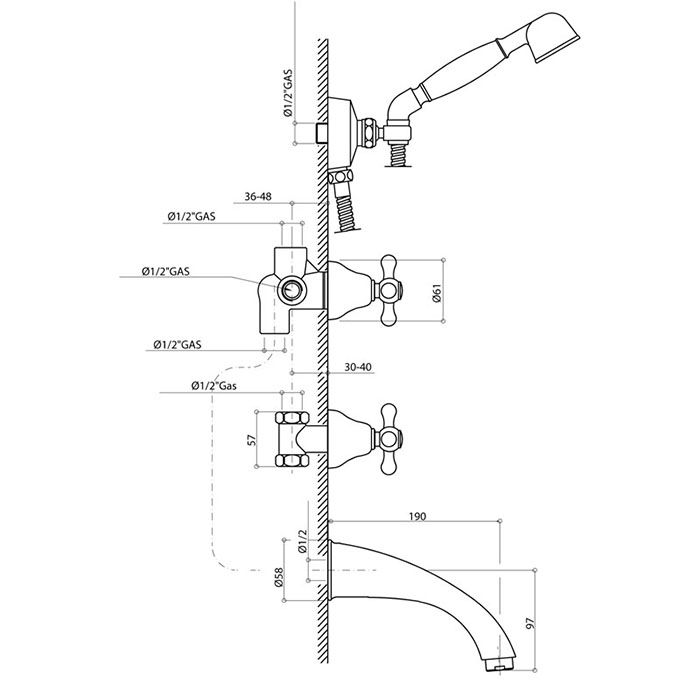 Bongio Axel Смеситель для ванны, цвет хром