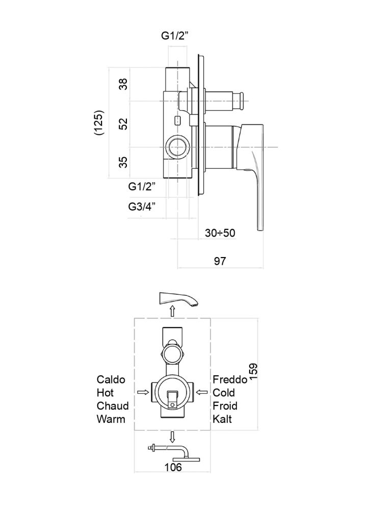 Смеситель для душа Fiore KYMA 75CR6517, хром, артикул 75CR6517