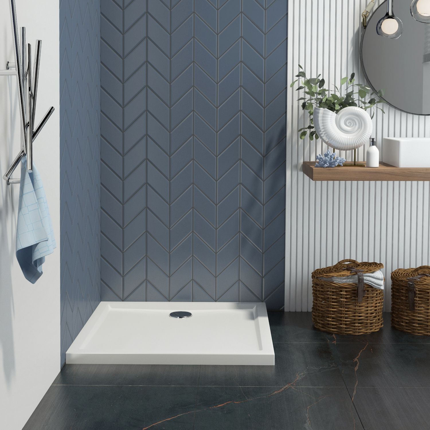 Комплект квадратного душевого поддона с сифоном Lavinia Boho One 3701490S, 90 х 90 см