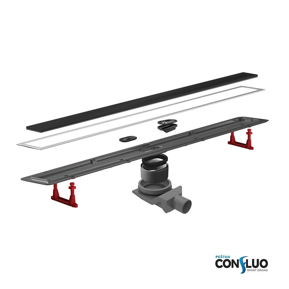 Душевой лоток, Pestan, Confluo Premium Line Black Glass, ширина, мм-120, длина, мм-650, высота, мм-105, монтаж-в пол, пропускная способность, л/сек-0,8, выход Ø50 мм, поворот базы 360°, сифон-есть, материал сифона-полипропилен, опоры-есть, декоративная ре, артикул 13000293