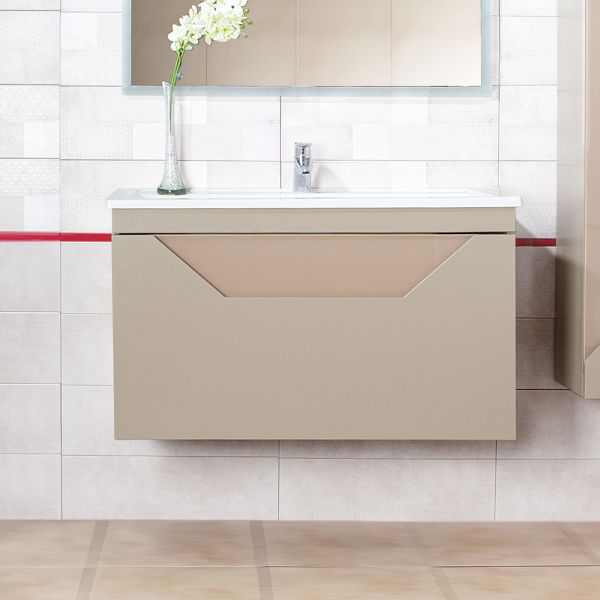 Тумба под раковину подвесная Бриклаер Брайтон бежевый, 100 см