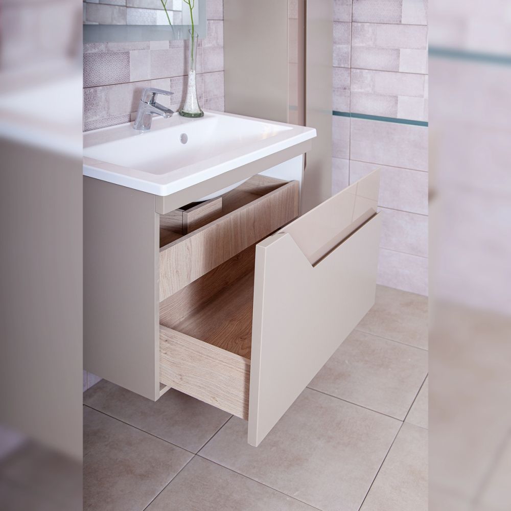 Тумба под раковину подвесная Бриклаер Брайтон бежевый, 70 см, артикул 4627125415814