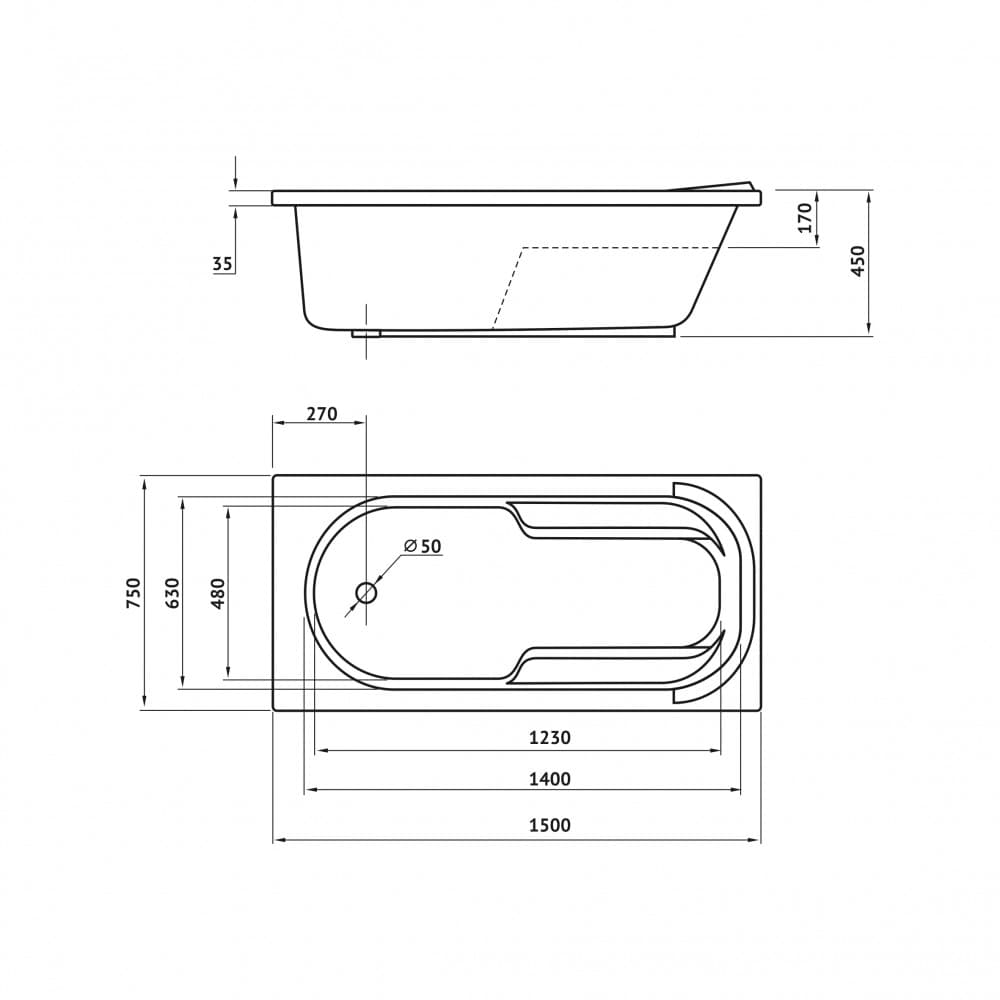 Ванна BERGES акриловая LUMBO 150x75 Ванна BERGES акриловая LUMBO 150x75