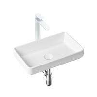 Комплект 4 в 1 Lavinia Boho Bathroom Sink Slim 21510051, накладная фарфоровая раковина 55 см, смеситель, латунный сифон, донный клапан quick-clac