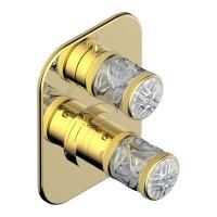 THG HIRONDELLES PLATINUM STAMPED Смеситель для душа встроенный, термостатический, с переключателем на 2 положения, внешняя часть, цвет Polished gold THG HIRONDELLES PLATINUM STAMPED Смеситель для душа встроенный, термостатический, с переключателем на 2 положения, внешняя часть, цвет Polished gold