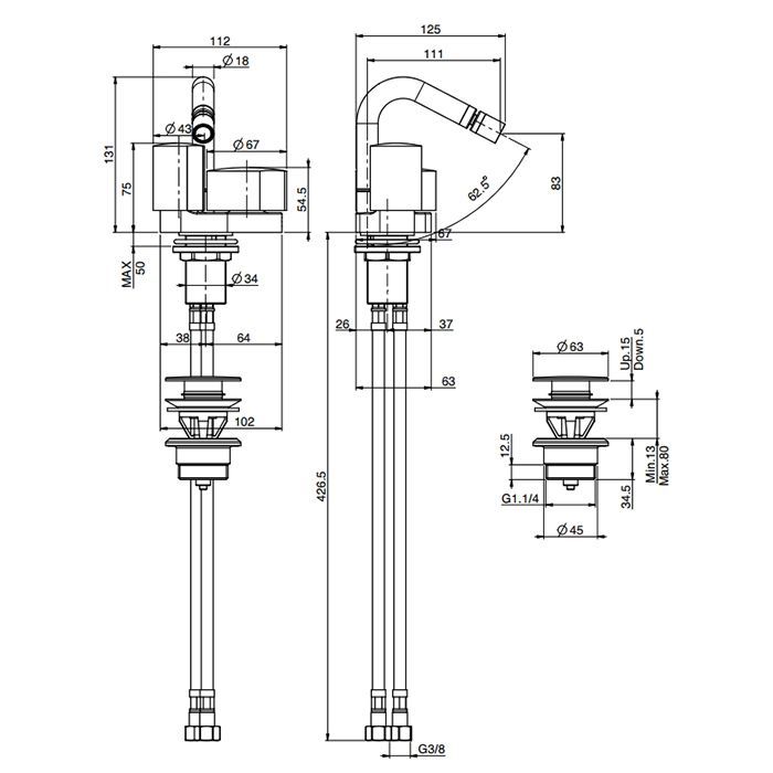Fima Carlo Frattini So Смеситель для раковины, на 1 отв., с донным клпаном, цвет: чёрный матовый
