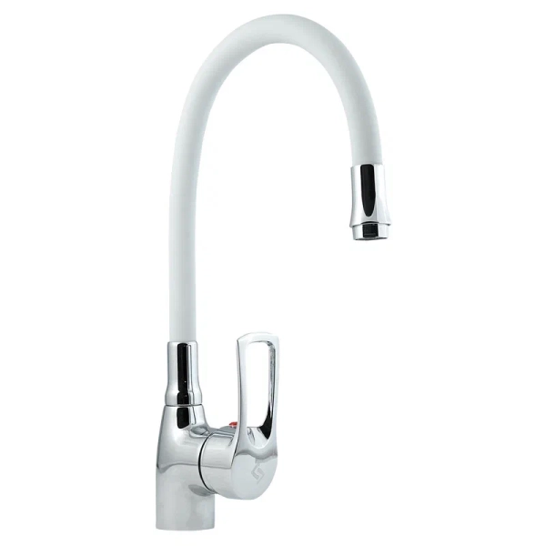 Смеситель для кухни с гибким изливом Славен СЛ-ОД-Ц2Б, хром/белый