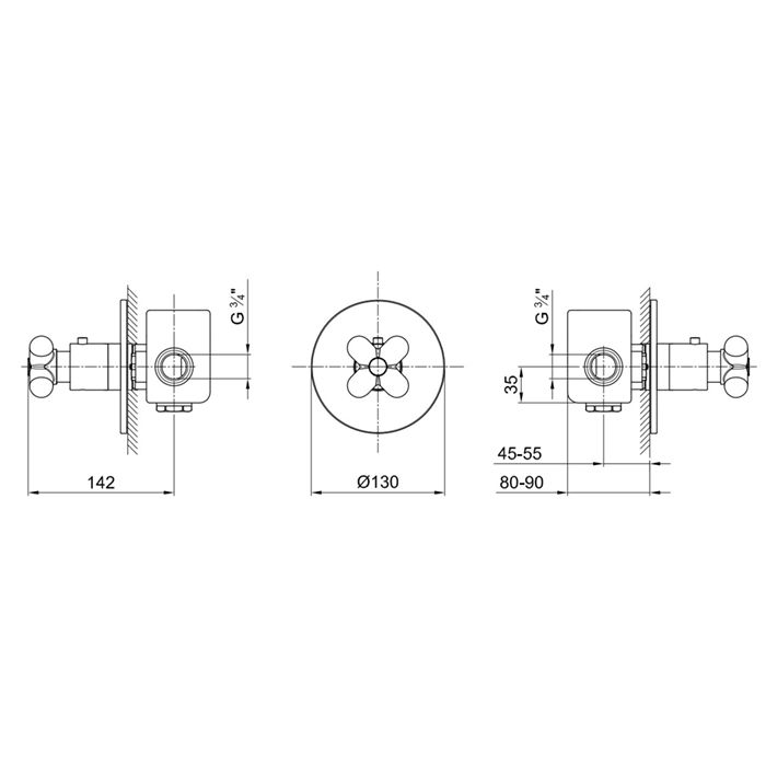 Fantini I Balocchi Встраиваемый термостат для душа на 1 источник, 3/4", (наружняя часть), цвет: белый матовый