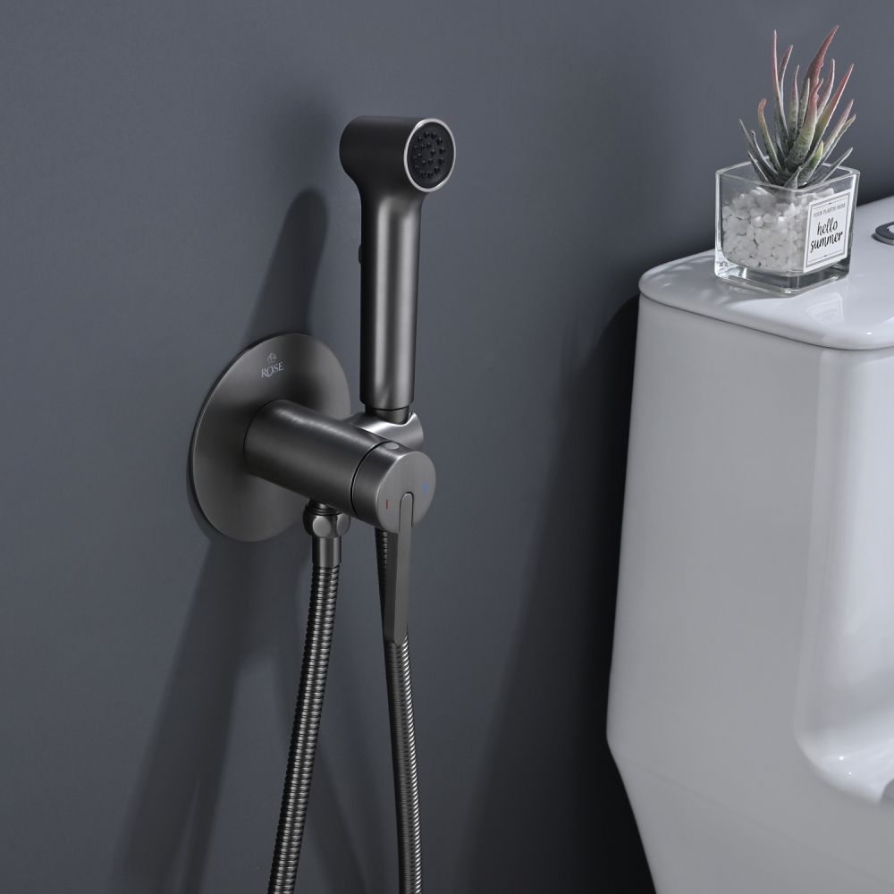 Гигиенический душ со смесителем Rose R235T, оружейная сталь