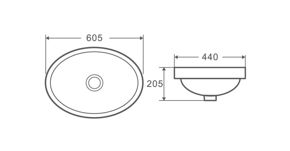 Раковина под столешницу DQ Venice белая 605*440*205мм (DT1021716), артикул DT1021716