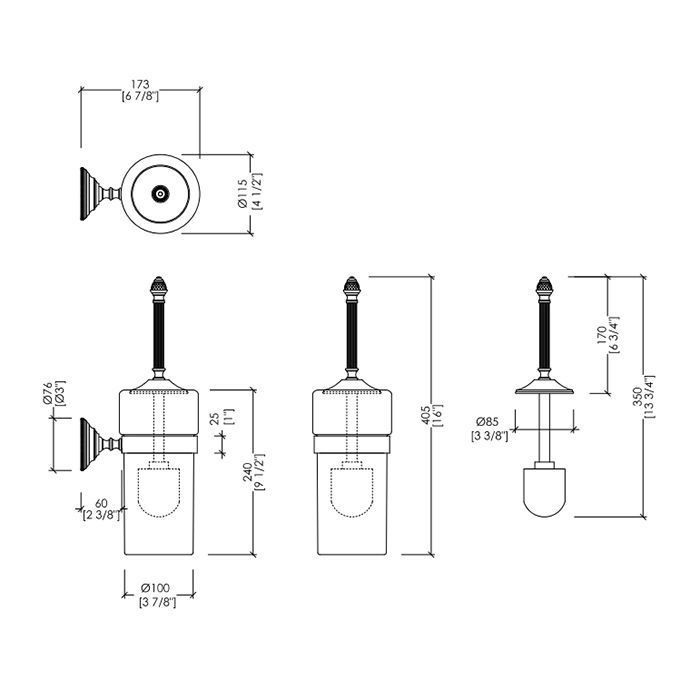 Devon Gemstone Ерш подвесной в керамичнской колбе, цвет держателя  никель блестящий