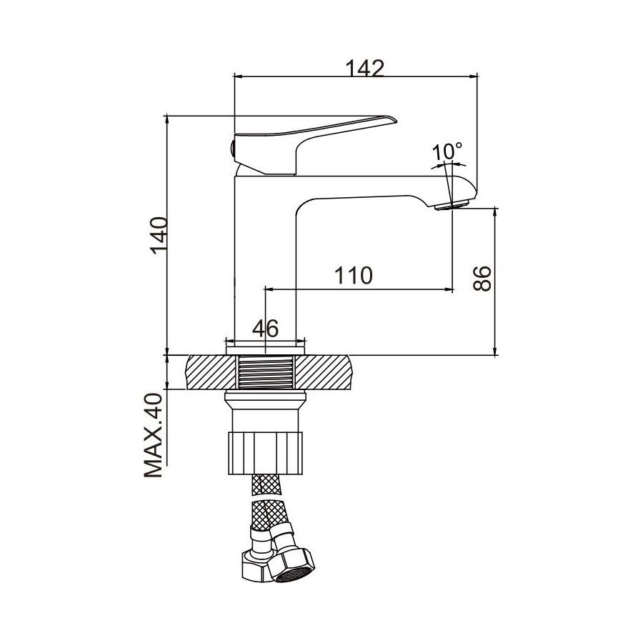 Смеситель для раковины Maretti Alessia AS32RF792, оружейная сталь, артикул AS32RF792