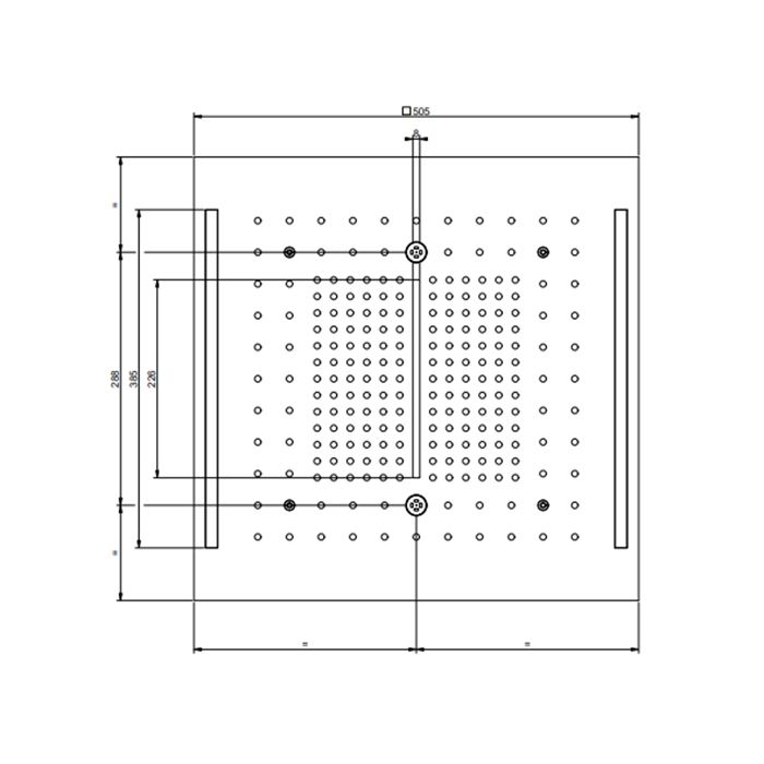 GESSI COLOUR Верхний душ 500х500 мм., встраиваемый в потолок, 3 режима, хромотерапия, внешняя часть, цвет Black XL