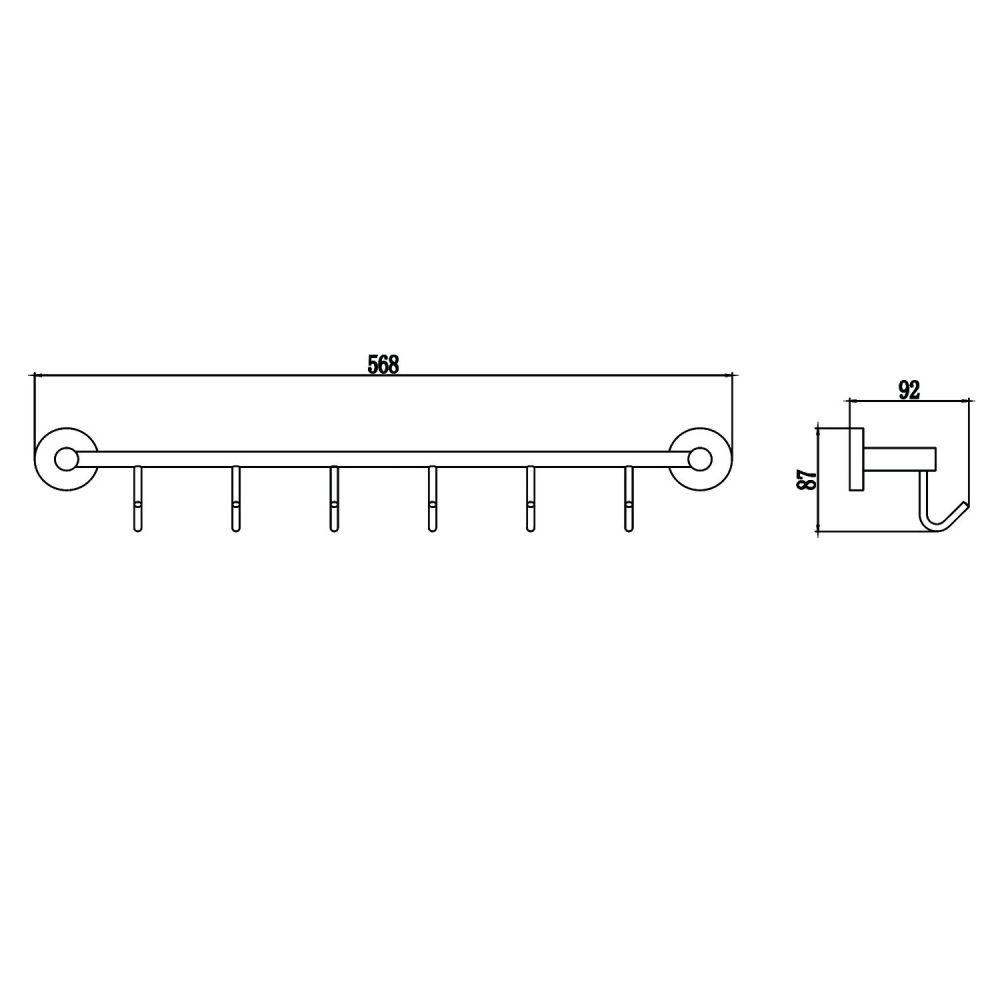 Планка с крючками Savol S-008776, хром, артикул S-008776
