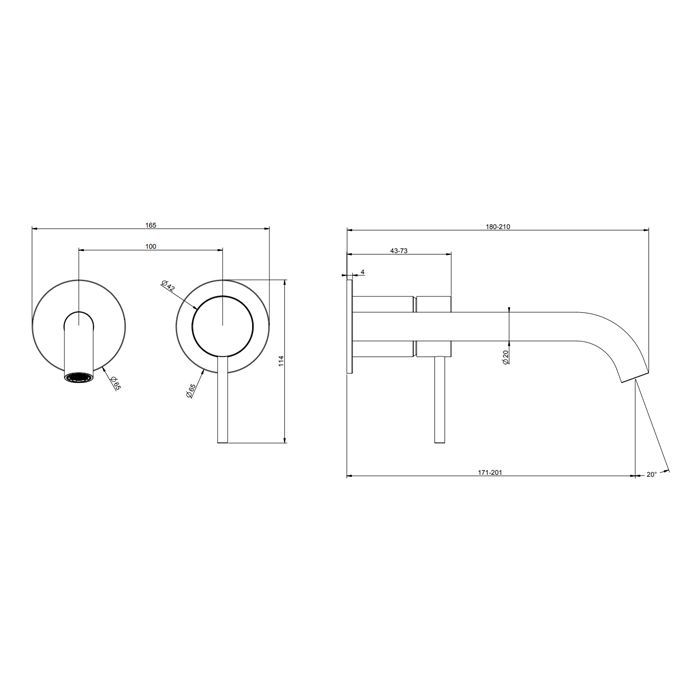 GESSI 316 Встраиваемый смеситель с изливом 200-170мм (внешние части), цвет: Black XL GESSI 316 Встраиваемый смеситель с изливом 200-170мм (внешние части), цвет: Black XL