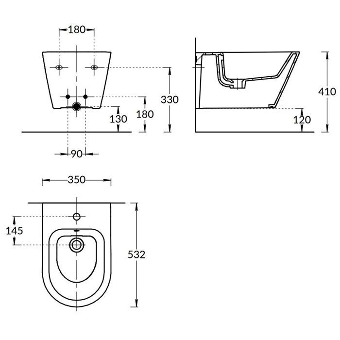 Биде PLAZA Modern подвесное, белое глянцевое