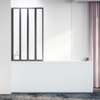 Шторка на ванну Veconi Palau PL-74BL, 900x1500, черный, стекло прозрачное