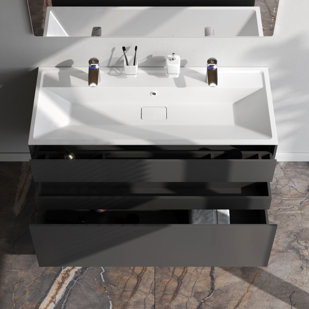 M50AFHX1203GM Inspire V2.0, База под раковину, подвесная, 120 см, 3 ящика, push-to-open, графит мато M50AFHX1203GM Inspire V2.0, База под раковину, подвесная, 120 см, 3 ящика, push-to-open, графит мато