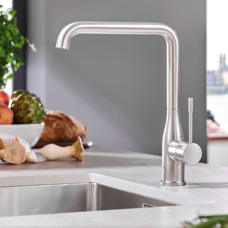 Смеситель для кухни GROHE Essence+ с высоким изливом, суперсталь (30269DC0)