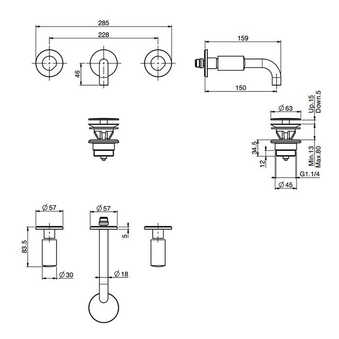 Fima Carlo Frattini SO Ручки для смесителя (2 шт.), цвет: чёрный матовый