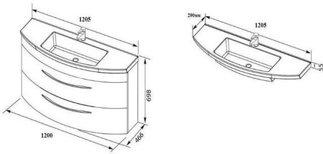 Тумба с раковиной De Aqua Лонг 120 белый Тумба с раковиной De Aqua Лонг 120 белый