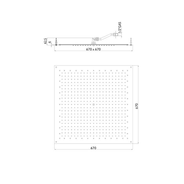 BOSSINI PARIS-CUBE Верхний душ 670 x 670 mm, FLAT, цвет: хром