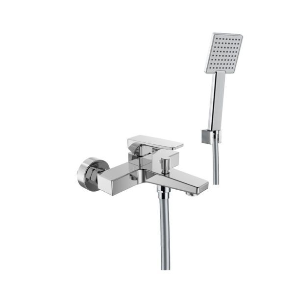 Fiore Dark, однорычажный смеситель для ванны (излив 17,5 см), с набором для душа, цвет хром