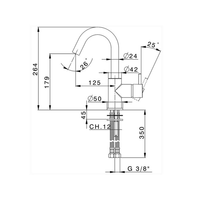 CISAL Less New Смеситель однорычажный для раковины 1 отверстие без донного клапана, цвет хром, артикул LN00048521