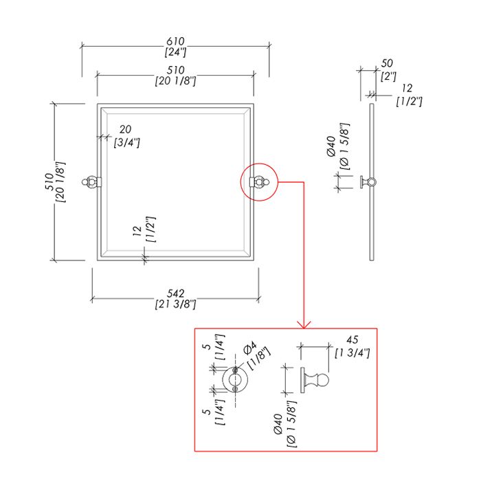 Devon First Class Зеркало настенное квадратное (51/61х50хh51cм), фурнитура: золото светлое