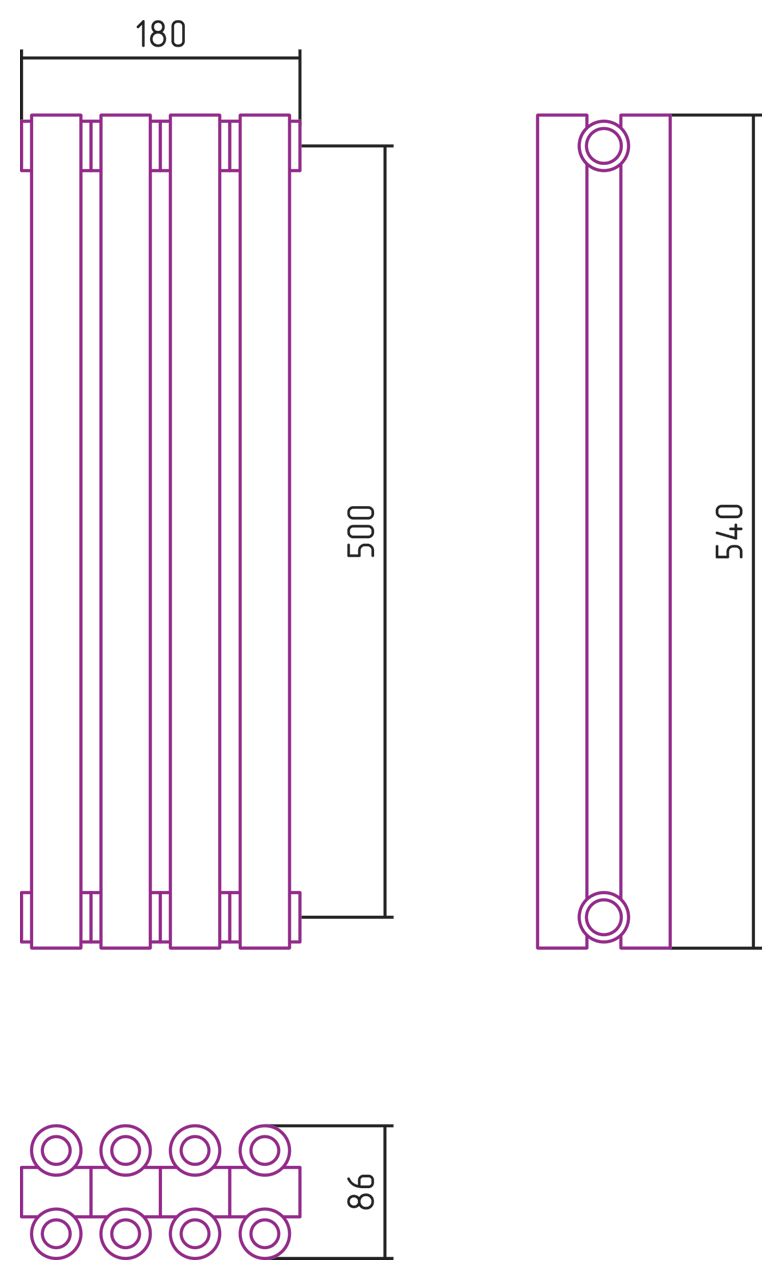 Отопительный радиатор ЭСТЕТ-00 н/ж 500х180 / 4 сек (Матовое ЗОЛОТО)