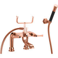 CISAL Cherie Смеситель на борт ванны двухрычажный, с душевым комплектом, цвет розовое золото/черный