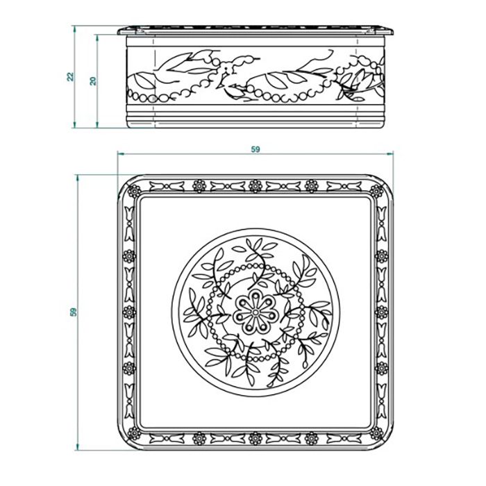 THG MARQUISE BLANC DECOR PLATINE Коробка для таблеток керамическая, квадратная 55х55 мм., настольная, декор платина, цвет белый